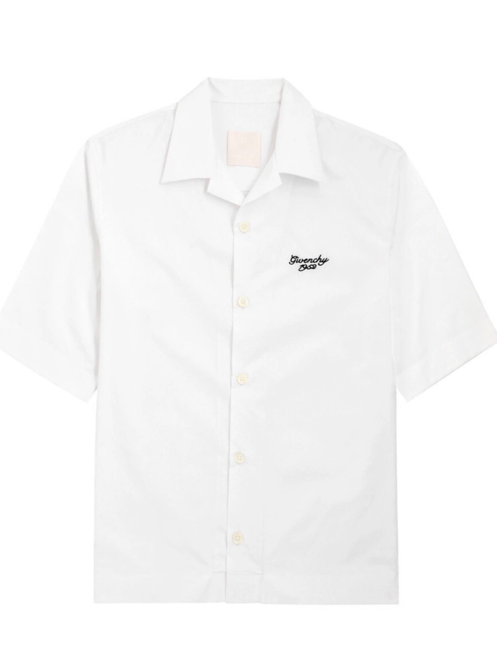 Givenchy White Short-Sleeve Camp Collar Button-Down Shirt with Chest Logo